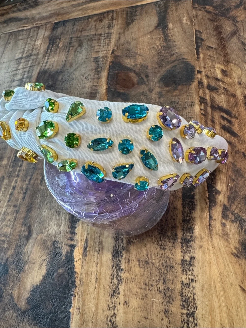 Brianna CannonEmbellished Knotted Headband with Rainbow Gems